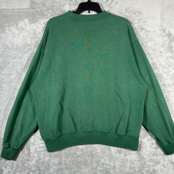 VINTAGE 90s Hanes Alaska Sweatshirt Men's XL Embroidered Green Crewneck Fleece - Picture 7 of 7